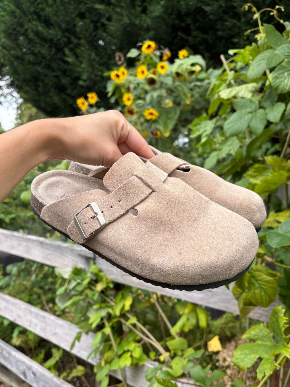 Quince Suede Slip-On Clog in Taupe